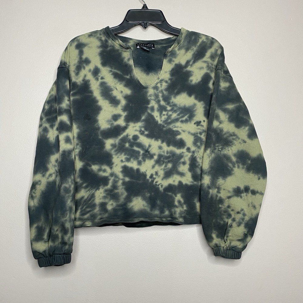 Sanctuary Perfect Tie-Dye Sweatshirt  V‎ Neck Green Size XS